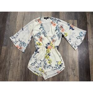 Lulu's Floral Print Long Sleeve Romper